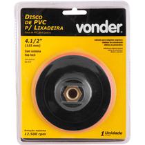 Disco de PVC Para Lixadeira Esmerilhadeira 4.1/2" com tiras autocolantes Fixa Fácil - Vonder Disco de PVC Para Lixadeira Esmerilhadeira 4.1/2" com tiras autocolantes Fixa Fácil - Vonder