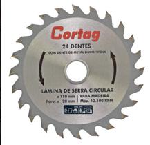 Disco de Serra Circular para Madeira 24 Dentes 110mm Cortag