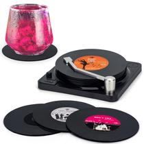 Disco de vinil retrô Coasters Valdivia Funny com suporte para 6 unidades