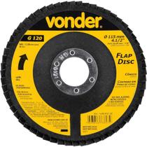 Disco Desbaste/Acabamento Flap-Disc Cônico 4.1/2" Grão 120 VONDER Disco Desbaste/Acabamento Flap-Disc Cônico 4.1/2" Grão 120 VONDER