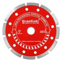 Disco Diamantado Braskoki 180Mm Segmentado Vermelho Seco Agua