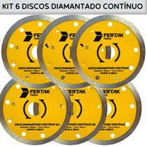Disco Diamantado Continuo Fertak Tools 4'' Kit Com 6un Para Cortar Piso ,Azulejo, Porcelanato, Cerâmica, Tijolo e Telhas Disco de Corte Para Makita