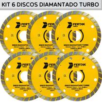 Disco Diamantado Turbo 4'' Fertak Tools Kit Com 6un Disco de Corte Para Granito, Tijolo, Telha, Concreto Disco Para Makita e Serra Mármore.