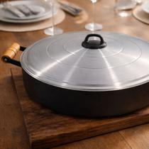 Disco Entrevero Lareira Churrasco Panela Grande Cozinha 50cm Tacho Ferro Tipo Arado para Fogareiro Com Tampa Com Borda e Alça Peixe Bife Picanha