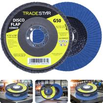 Disco Flap 115 mm G50 Fibra Conico Azul Aço e Inox Tradestar