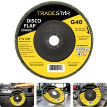 Disco Flap 180 mm G40 Fibra Cônico Aço Tradestar