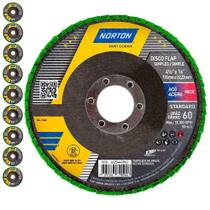 Disco Flap 4.1/2 POL Grão 60 Standard Com 10 Unidades NORTON Disco Flap 4.1/2 POL Grão 60 Standard Com 10 Unidades NORTON