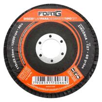 Disco Flap Abrasivo de Zircônia para Desbaste tipo T27 4.1/2 115x22,23mm Grão 60 FORTGPRO Disco Flap Abrasivo de Zircônia para Desbaste tipo T27 4.1/2 115x22,23mm Grão 60 FORTGPRO