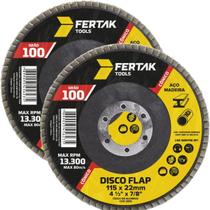 Disco Flap Cônico 115Mm Grão 100 Madeira Aço Desbaste 02 Un Disco Flap Cônico 115Mm Grão 100 Madeira Aço Desbaste 02 Un