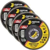 Disco Flap Cônico 115Mm Grão 100 Madeira Aço Desbaste 04 Un Disco Flap Cônico 115Mm Grão 100 Madeira Aço Desbaste 04 Un