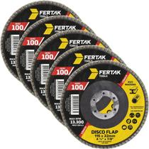 Disco Flap Cônico 115Mm Grão 100 Madeira Aço Desbaste 05 Un Disco Flap Cônico 115Mm Grão 100 Madeira Aço Desbaste 05 Un