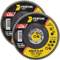 Disco Flap Cônico 115Mm Grão 120 Madeira Aço Desbaste 02 Un Disco Flap Cônico 115Mm Grão 120 Madeira Aço Desbaste 02 Un