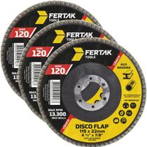 Disco Flap Cônico 115Mm Grão 120 Madeira Aço Desbaste 03 Un