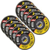 Disco Flap Cônico 115Mm Grão 120 Madeira Aço Desbaste 10 Un