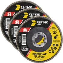 Disco Flap Cônico 115Mm Grão 36 Madeira Aço Desbaste 03 Un