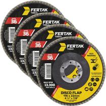 Disco Flap Cônico 115Mm Grão 36 Madeira Aço Desbaste 04 Un