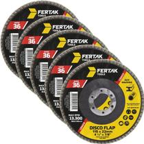 Disco Flap Cônico 115Mm Grão 36 Madeira Aço Desbaste 05 Un