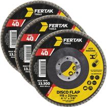 Disco Flap Cônico 115Mm Grão 40 Madeira Aço Desbaste 03 Un