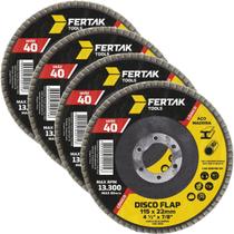 Disco Flap Cônico 115Mm Grão 40 Madeira Aço Desbaste 04 Un