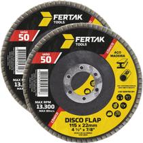 Disco Flap Cônico 115Mm Grão 50 Madeira Aço Desbaste 02 Un