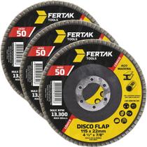 Disco Flap Cônico 115Mm Grão 50 Madeira Aço Desbaste 03 Un
