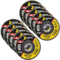 Disco Flap Cônico 115Mm Grão 50 Madeira Aço Desbaste 10 Un