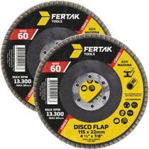 Disco Flap Cônico 115Mm Grão 60 Madeira Aço Desbaste 02 Un