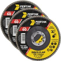 Disco Flap Cônico 115Mm Grão 60 Madeira Aço Desbaste 03 Un
