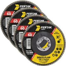 Disco Flap Cônico 115Mm Grão 60 Madeira Aço Desbaste 04 Un