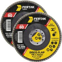 Disco Flap Cônico 115Mm Grão 80 Madeira Aço Desbaste 02 Un