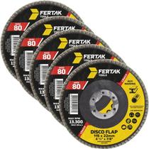 Disco Flap Cônico 115Mm Grão 80 Madeira Aço Desbaste 05 Un