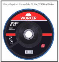 Disco flap inox curvo grão 40, 60,80,120 114,3x23mm worker