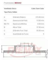 Disco freio traseiro solido fremax toyota corolla 1.8 16v 08 corolla 2.0 16v 10