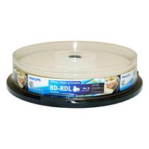 Disco gravável Philips BD-R 6X Dual Layer 50 GB, pacote com 10