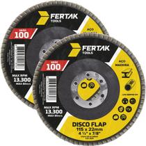 Disco Lixa Flap 115Mm Grão 100 Madeira Aço Desbaste 02 Un