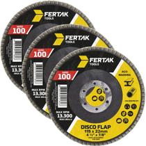 Disco Lixa Flap 115Mm Grão 100 Madeira Aço Desbaste 03 Un