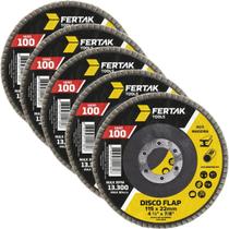 Disco Lixa Flap 115Mm Grão 100 Madeira Aço Desbaste 05 Un