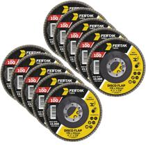 Disco Lixa Flap 115Mm Grão 100 Madeira Aço Desbaste 10 Un