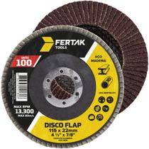 Disco Lixa Flap 115mm Grão 100 Madeira Aço Desbaste Fertak