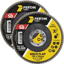 Disco Lixa Flap 115Mm Grão 50 Madeira Aço Desbaste 02 Un