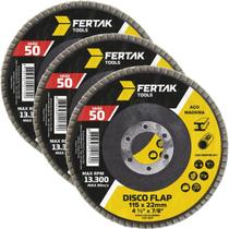 Disco Lixa Flap 115Mm Grão 50 Madeira Aço Desbaste 03 Un