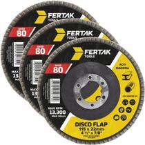 Disco Lixa Flap 115Mm Grão 80 Madeira Aço Desbaste 03 Un
