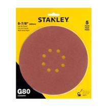 Disco lixa para lixadeira de parede grao 80 225mm pacote com 5 discos stanley sta0080ws