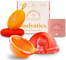Disco menstrual Bodyotics reutilizável, pacote com 2 unidades, S & L, 100% silicone