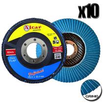 Disco para Desbaste Flap 4.1/2 Grão 40 Alcar Kit com 10 peças