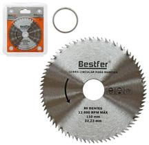 Disco / serra circular para madeira 80 dentes 4'' 110mm com anel adaptador - Bestfer