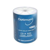 Discos CD-R em branco OPTIMUM 700MB 52X Imprimíveis a jato de tinta brancos x100 Discos CD-R em branco OPTIMUM 700MB 52X Imprimíveis a jato de tinta brancos x100
