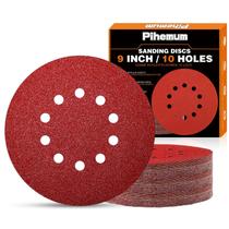 Discos de Lixa Pihemum 23 cm 60 Peças 10 Furos com tiras autocolantes Discos de Lixa Pihemum 23 cm 60 Peças 10 Furos com tiras autocolantes