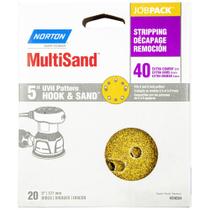 Discos de lixar Norton MultiSand, 5", 40 Grit, pacote com 20 Discos de lixar Norton MultiSand, 5", 40 Grit, pacote com 20