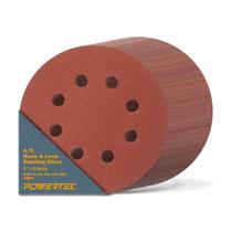 Discos de lixar POWERTEC 100PK, gancho e laço de 5 polegadas e 8 furos Discos de lixar POWERTEC 100PK, gancho e laço de 5 polegadas e 8 furos